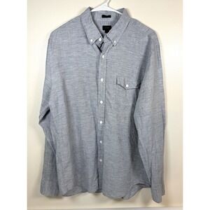 J Crew Baird McNutt Irish Linen Shirt Mens L Blue Slim Fit Long Sleeve Preppy